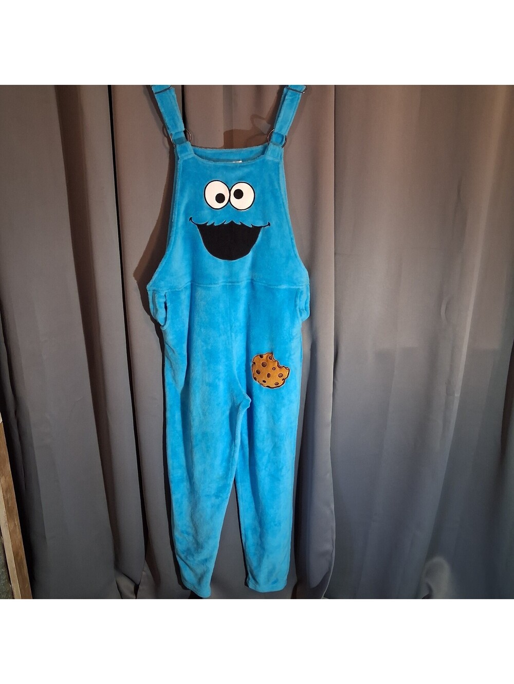 Sesame Street Cookie Monster Blue Plush Overalls Medium